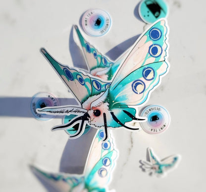 Mystic Moth Teal Sticker