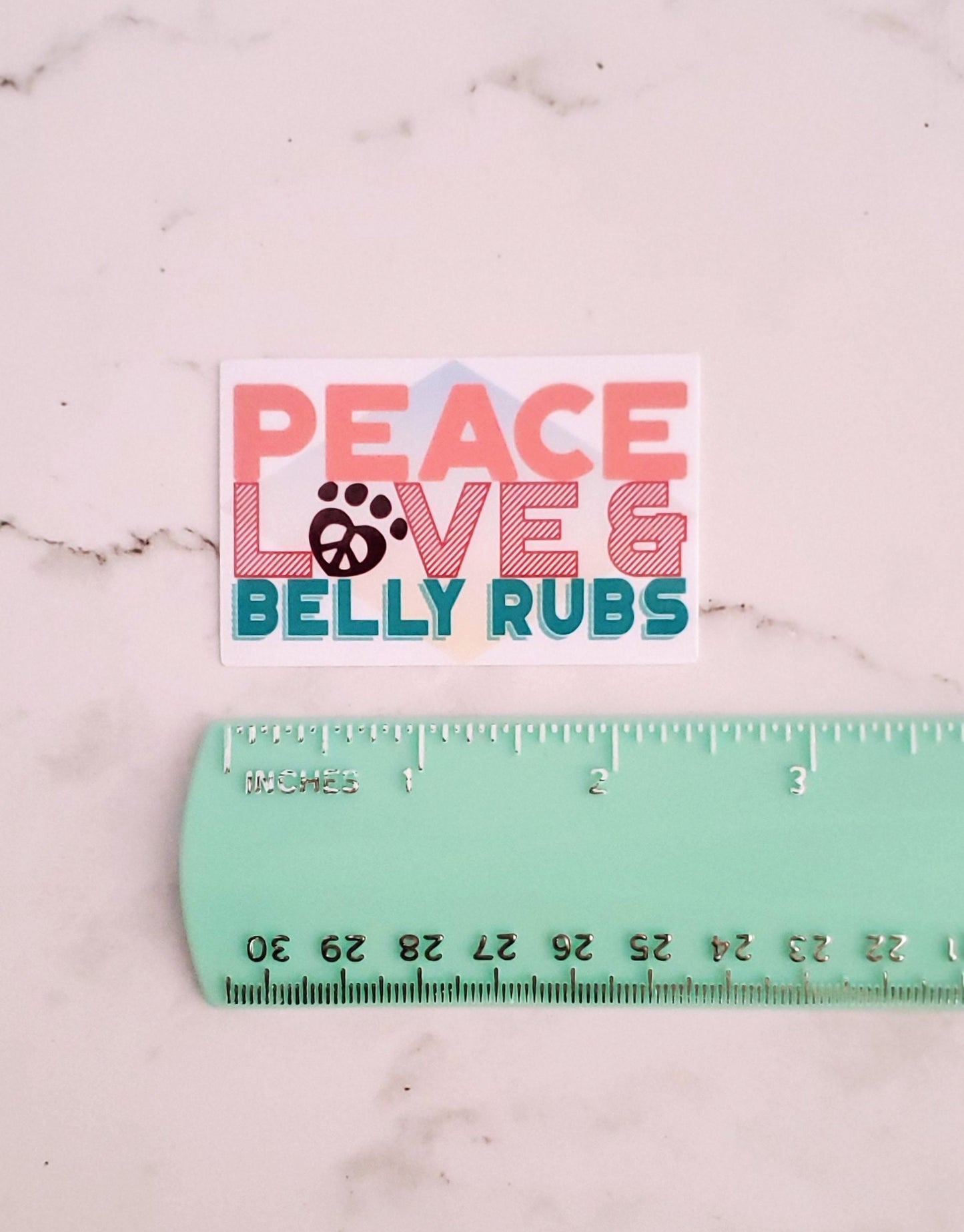 Holo Peace Love Belly Rubs Sticker