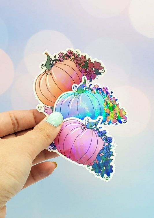 Halloween Pumpkin Floral Sticker 3 pack