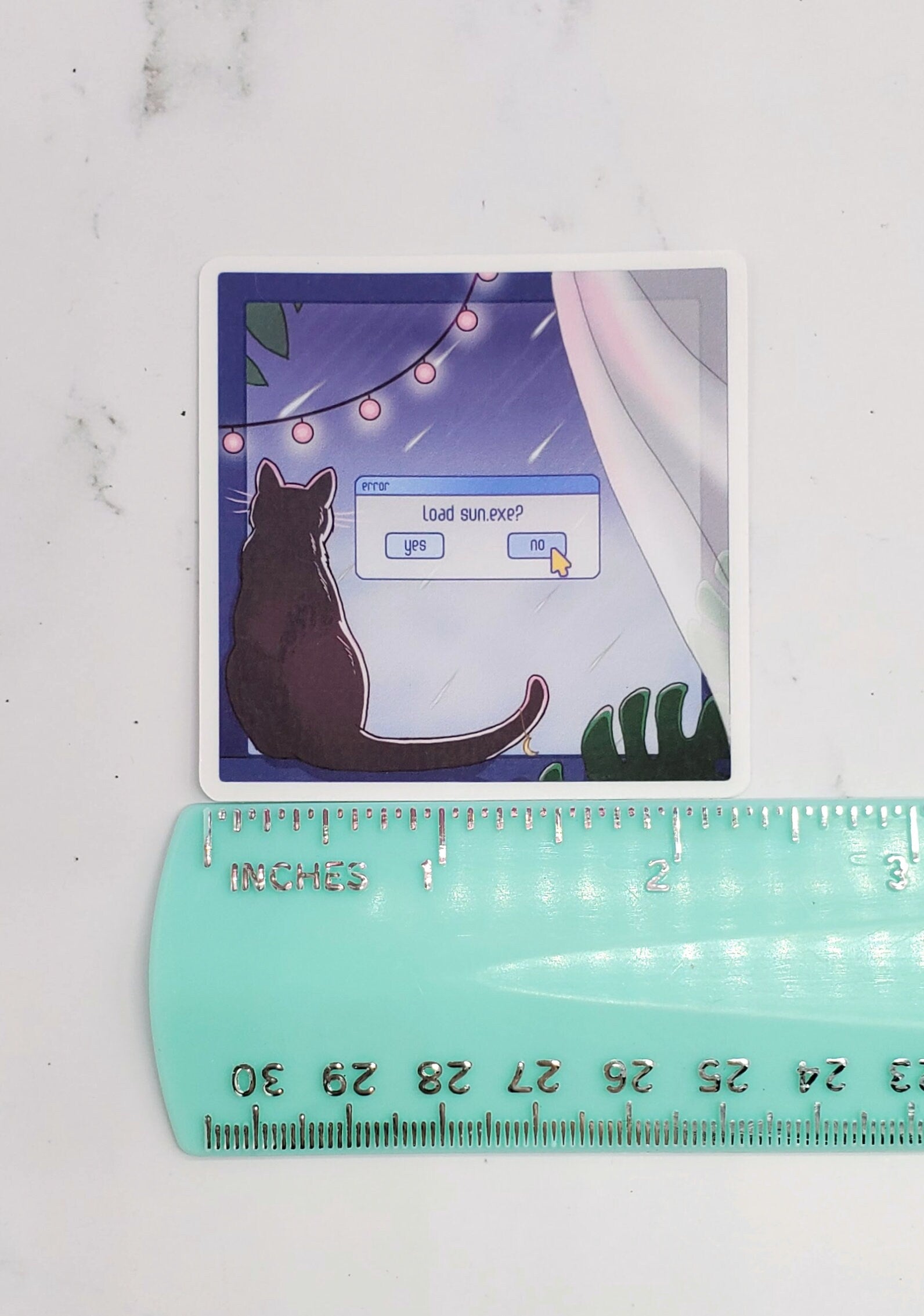 Rainy Day Black Cat in Window Sticker
