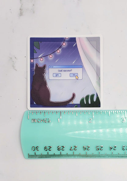 Rainy Day Black Cat in Window Sticker
