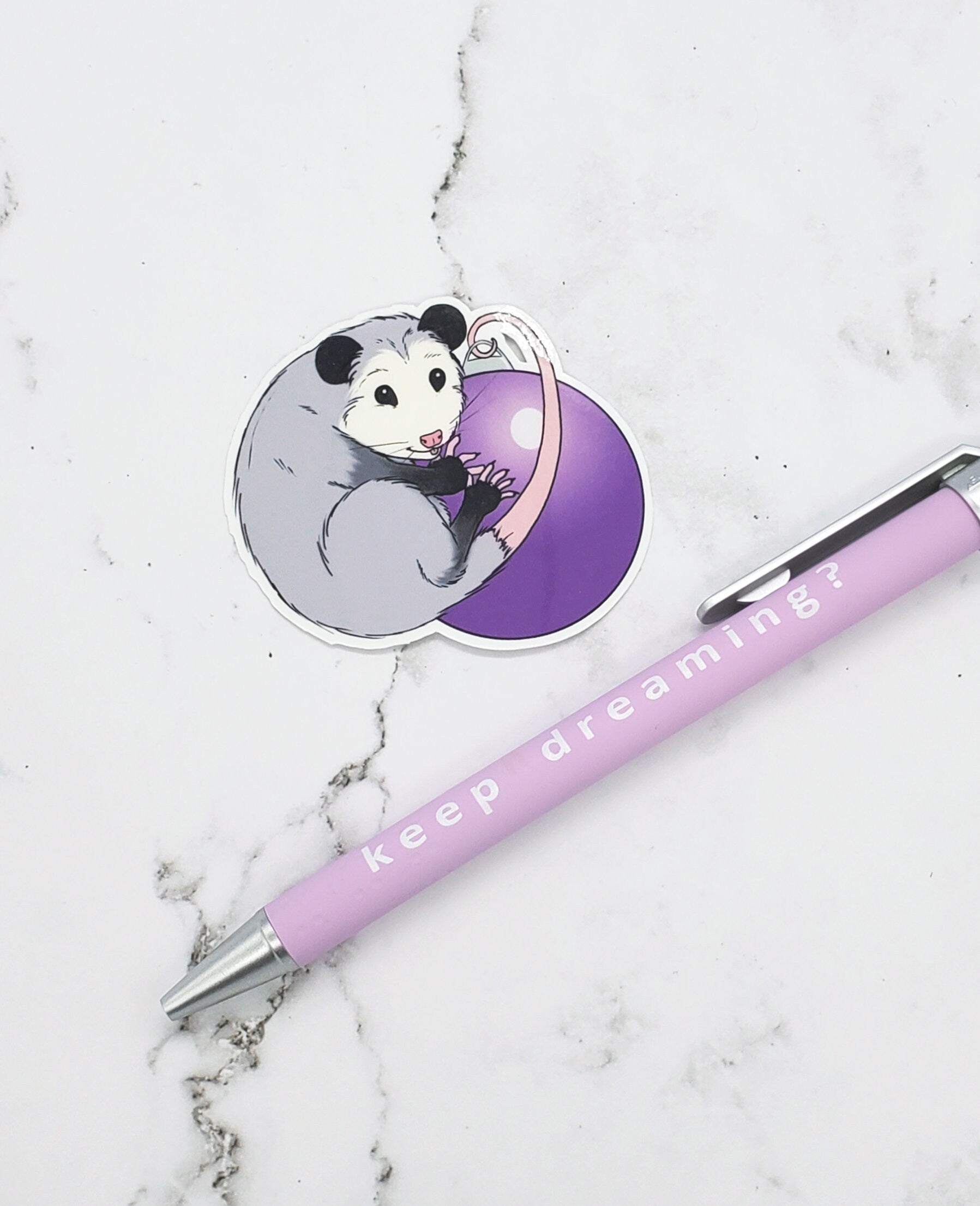 Christmas Opossum Ornament Sticker - Xmas, Holiday, Winter, Possum, Cottagecore, Witchy, Waterbottle Laptop Decor