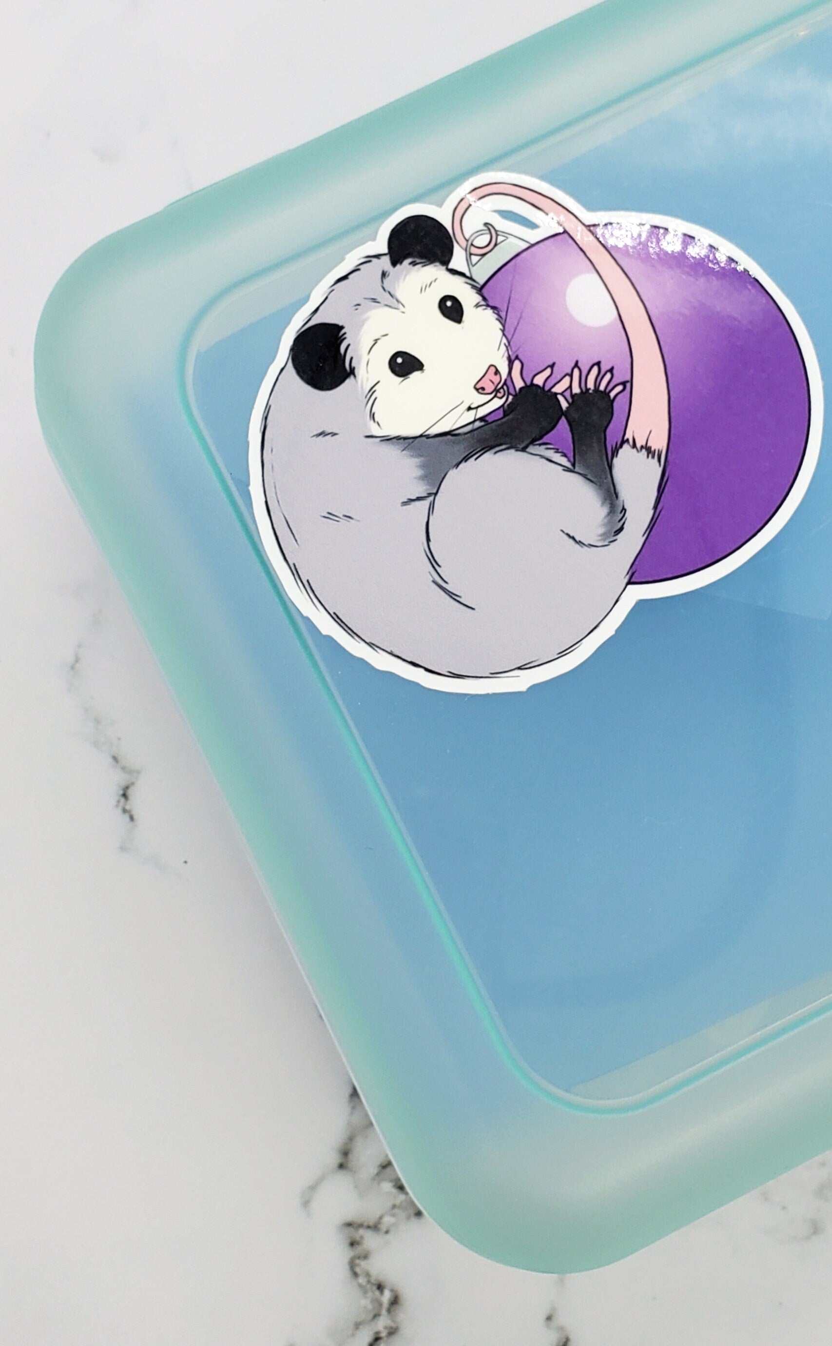 Christmas Opossum Ornament Sticker - Xmas, Holiday, Winter, Possum, Cottagecore, Witchy, Waterbottle Laptop Decor