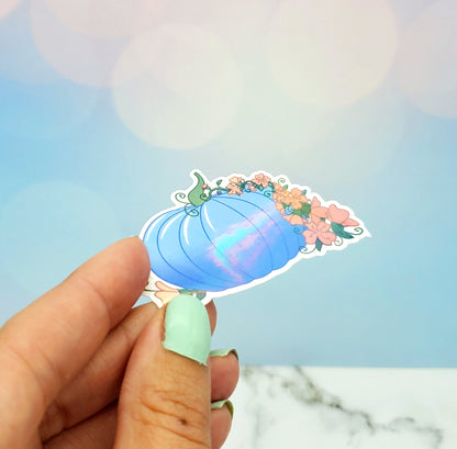 Halloween Pumpkin Periwinkle Flowers Sticker