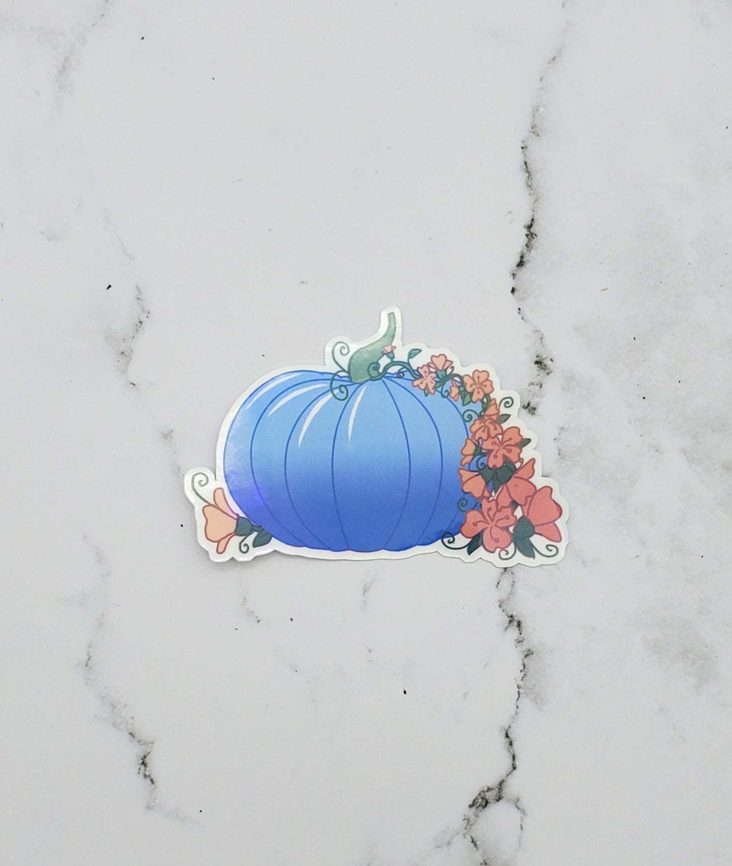 Halloween Pumpkin Periwinkle Flowers Sticker