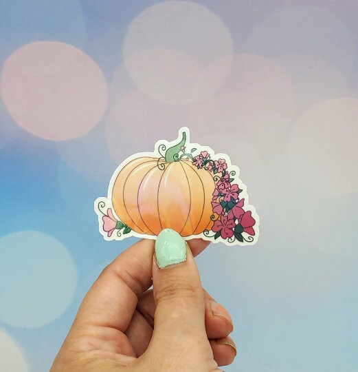 Halloween Pumpkin Floral Sticker 3 pack