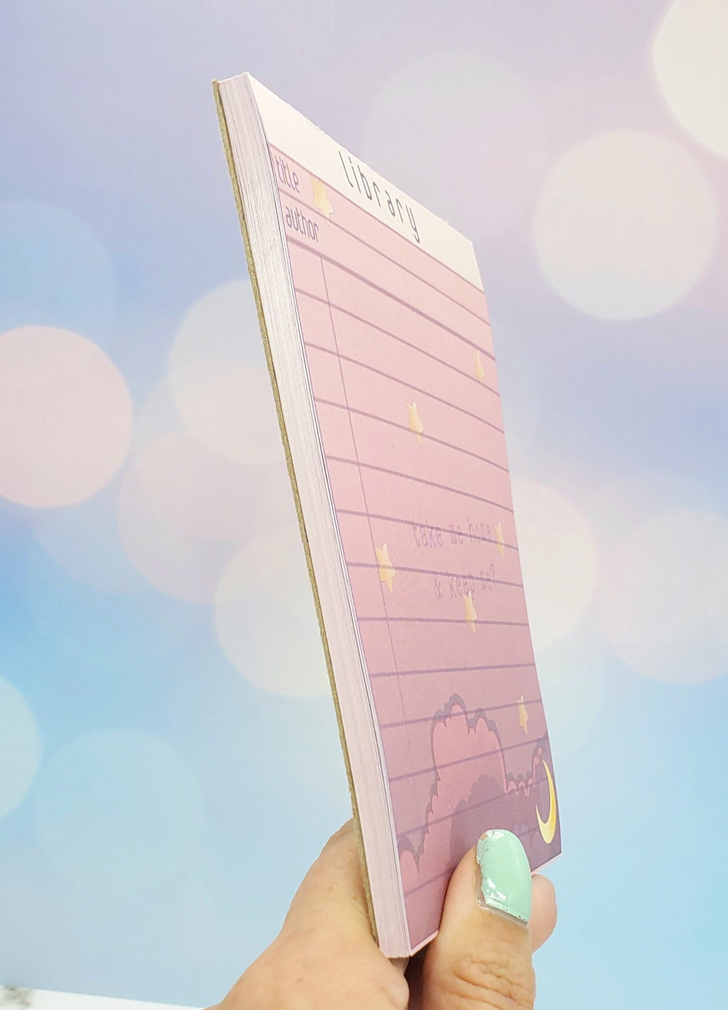 Library Card Memo Notepad - 1990s Y2K Kawaii Anime Aesthetic, Cute Academia, Stars, Scratch Pad, Memo, Gift for Student