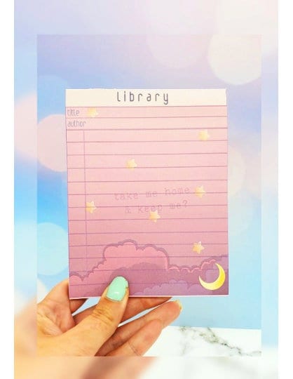 Library Card Memo Notepad - 1990s Y2K Kawaii Anime Aesthetic, Cute Academia, Stars, Scratch Pad, Memo, Gift for Student