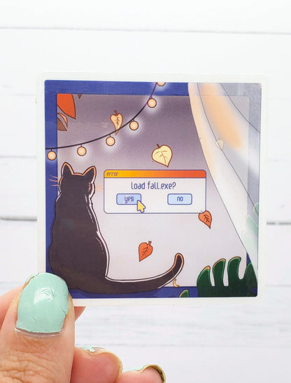 Halloween Black Cat in Window Sticker