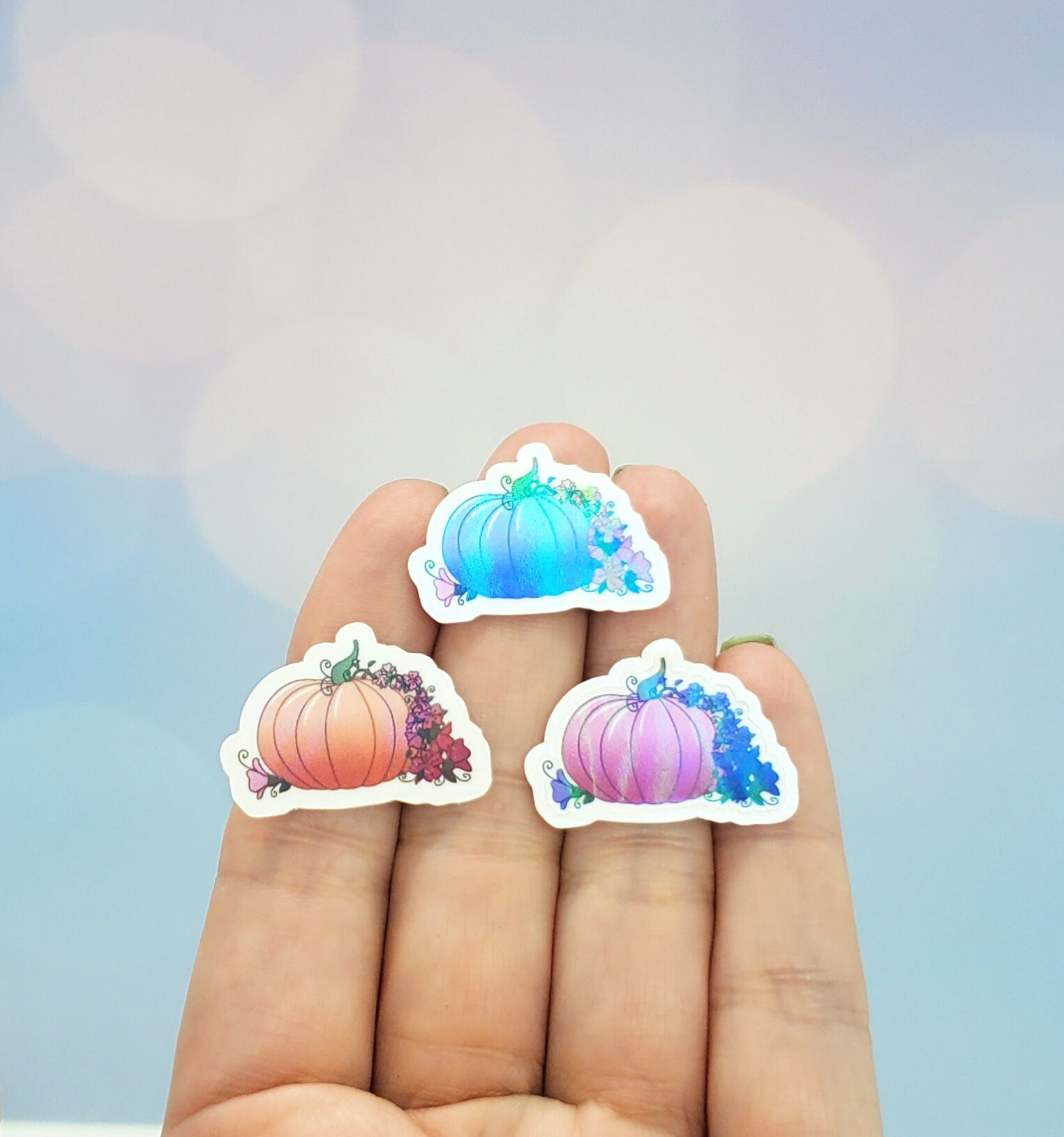 Mini Floral Pumpkin Stickers 9 pack