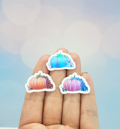 Mini Floral Pumpkin Stickers 9 pack