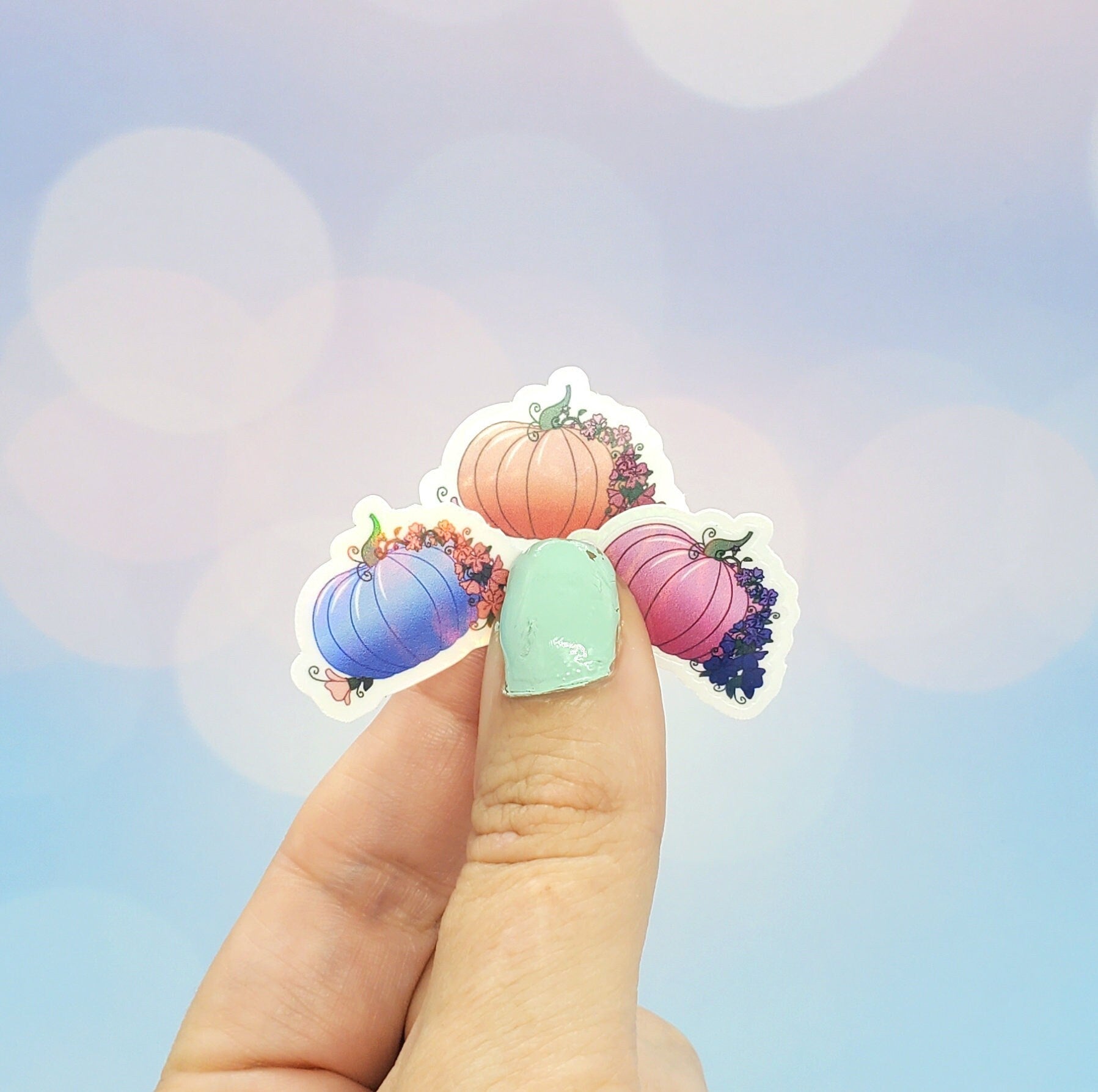 Mini Floral Pumpkin Stickers 9 pack