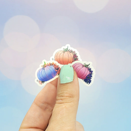 Mini Floral Pumpkin Stickers 9 pack