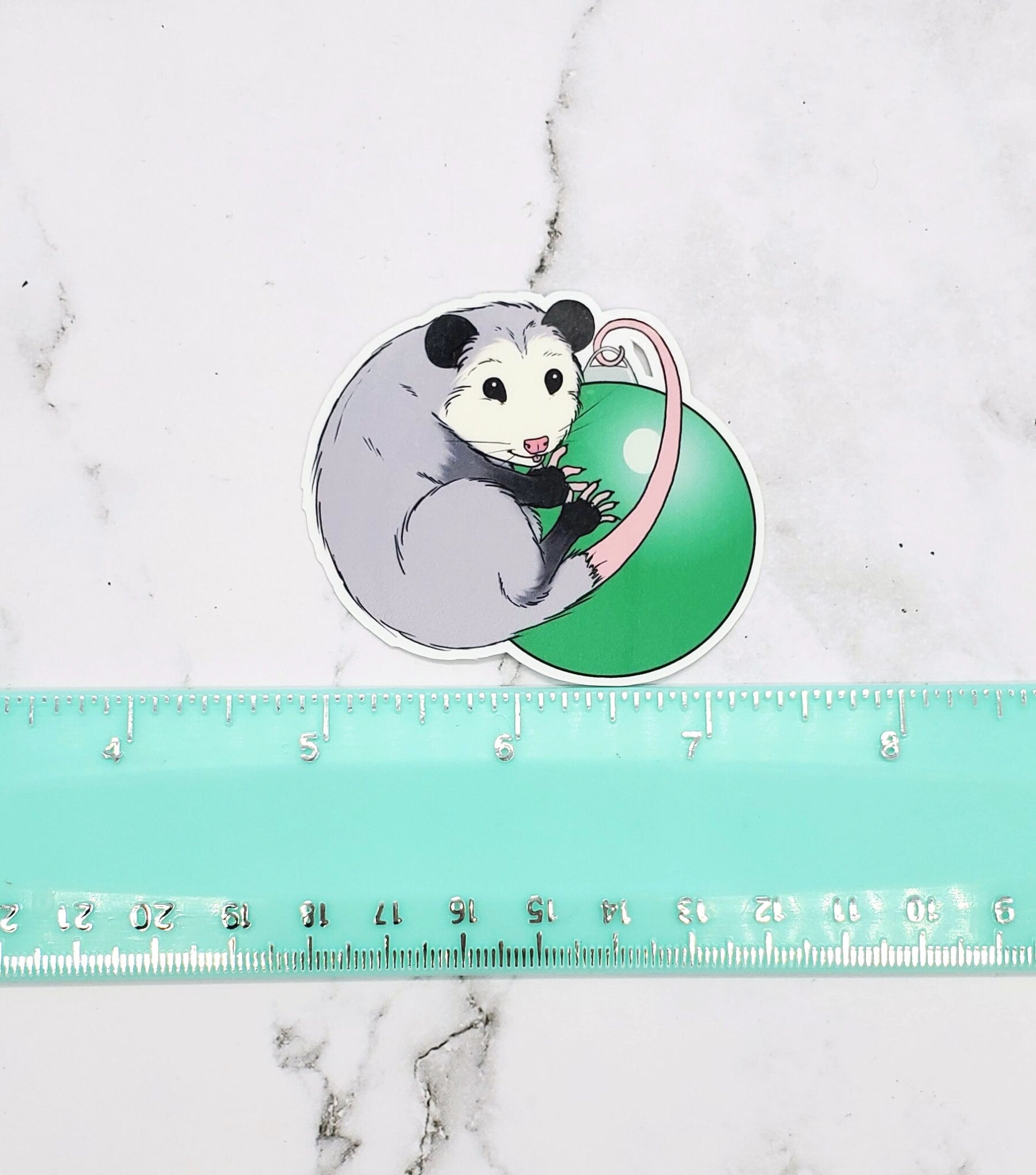 Christmas Opossum Ornament Sticker - Xmas, Holiday, Winter, Possum, Cottagecore, Witchy, Waterbottle Laptop Decor