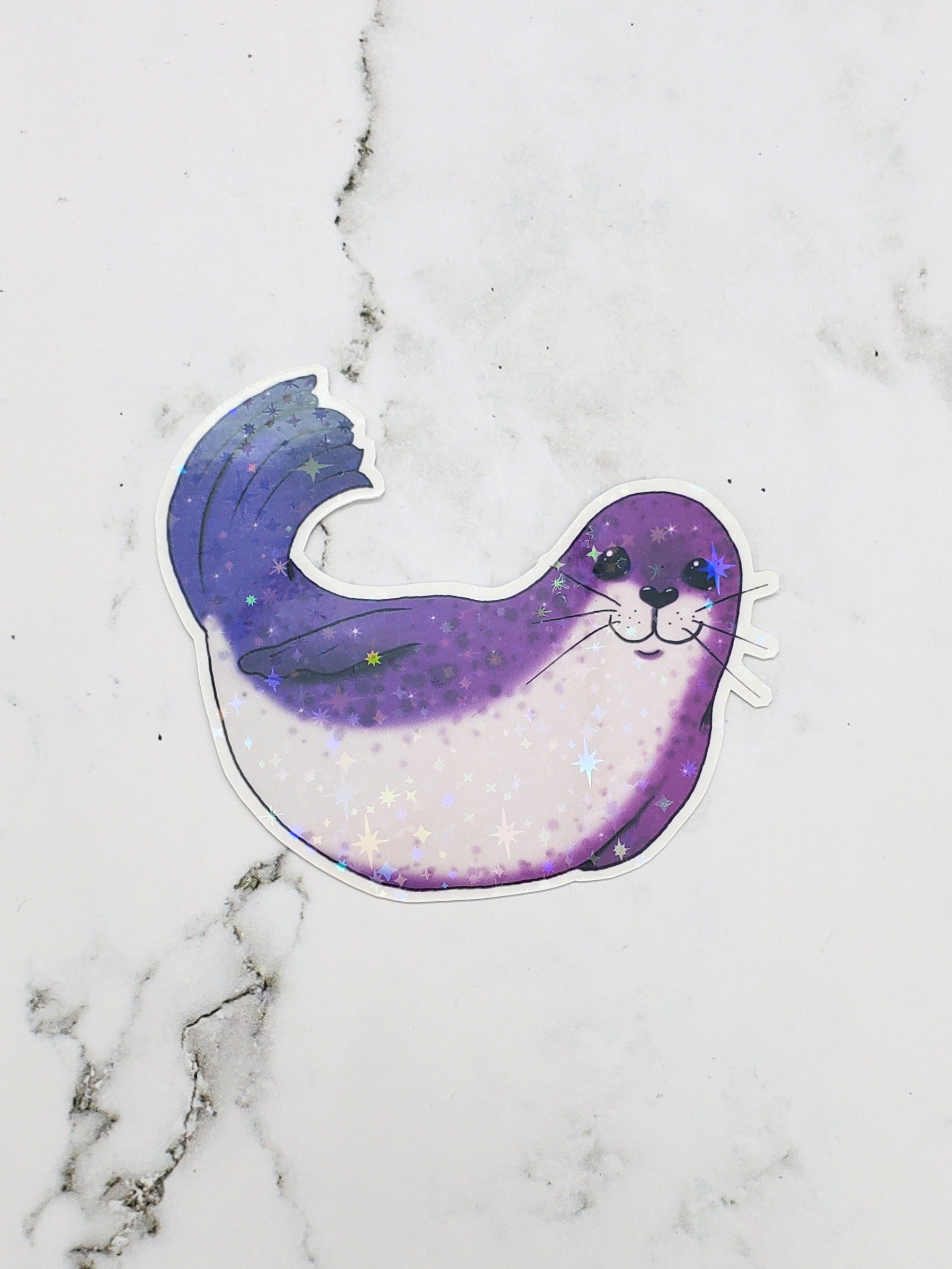 Happy Holo Seal Sticker Purple