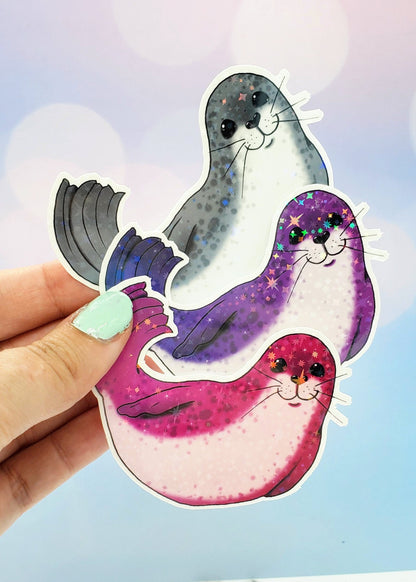 Happy Holo Seal Stickers 3 pack