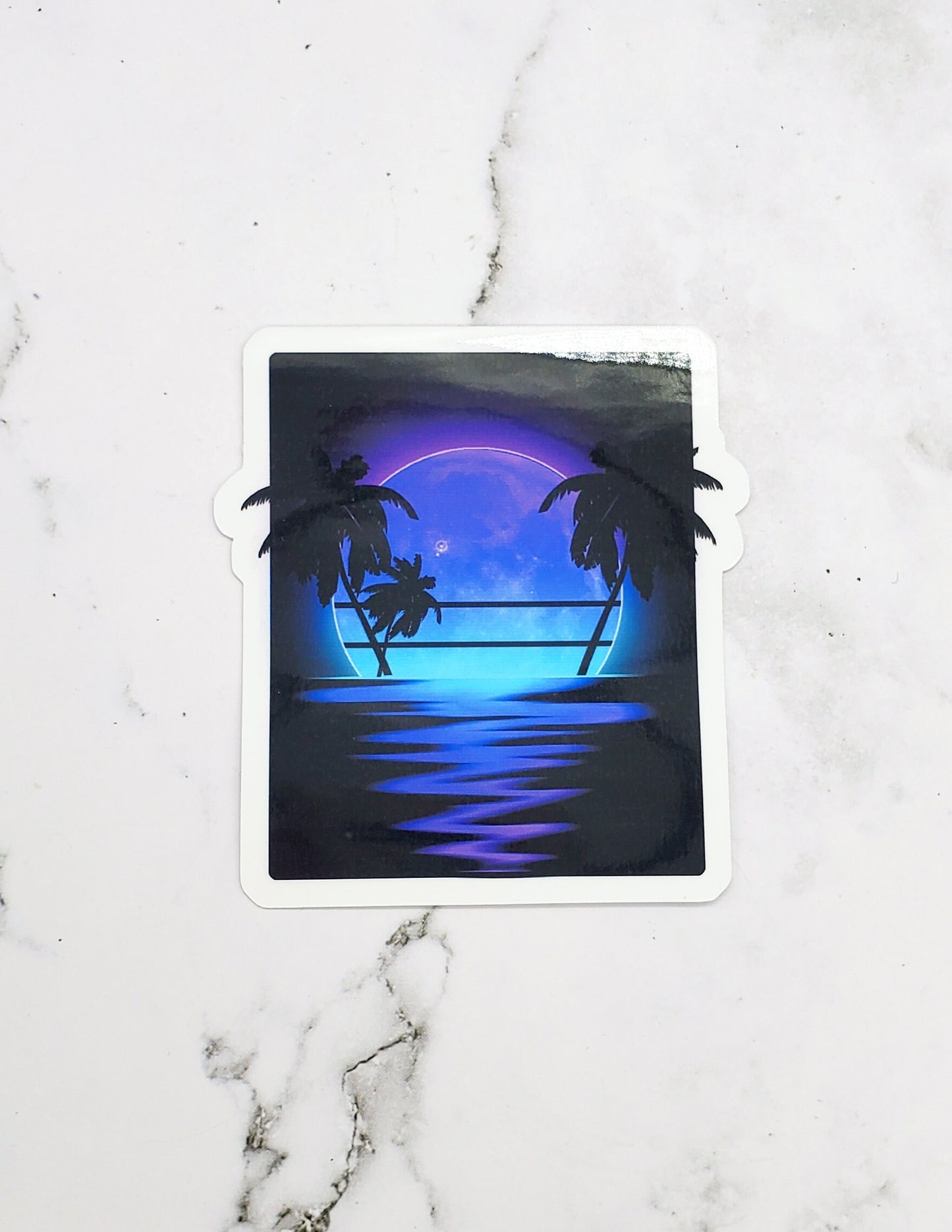 Vaporwave Moonrise Sticker