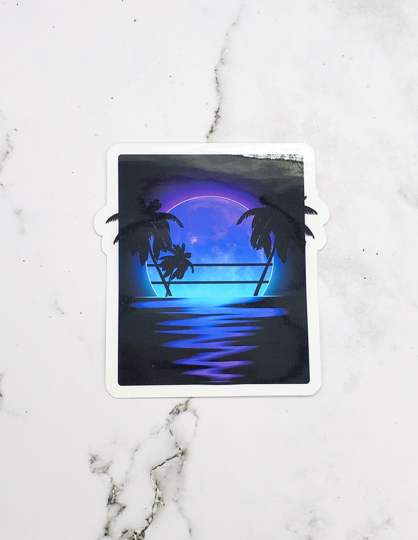 Vaporwave Moonrise Sticker