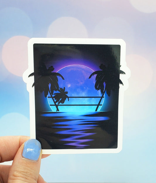 Vaporwave Moonrise Sticker