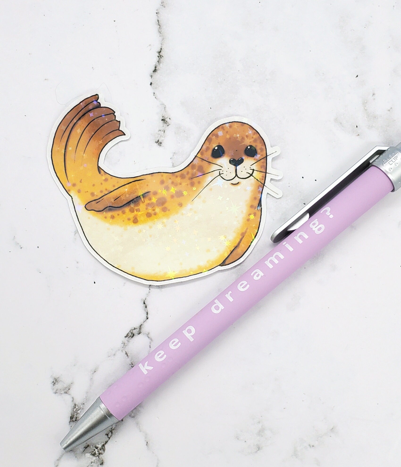 Happy Holo Seal Sticker Yellow