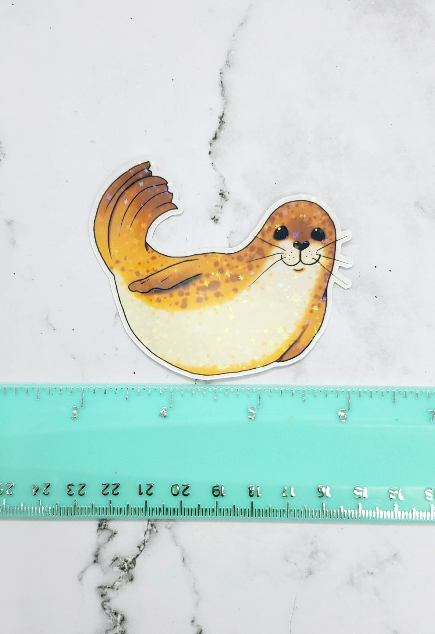 Happy Holo Seal Sticker Yellow