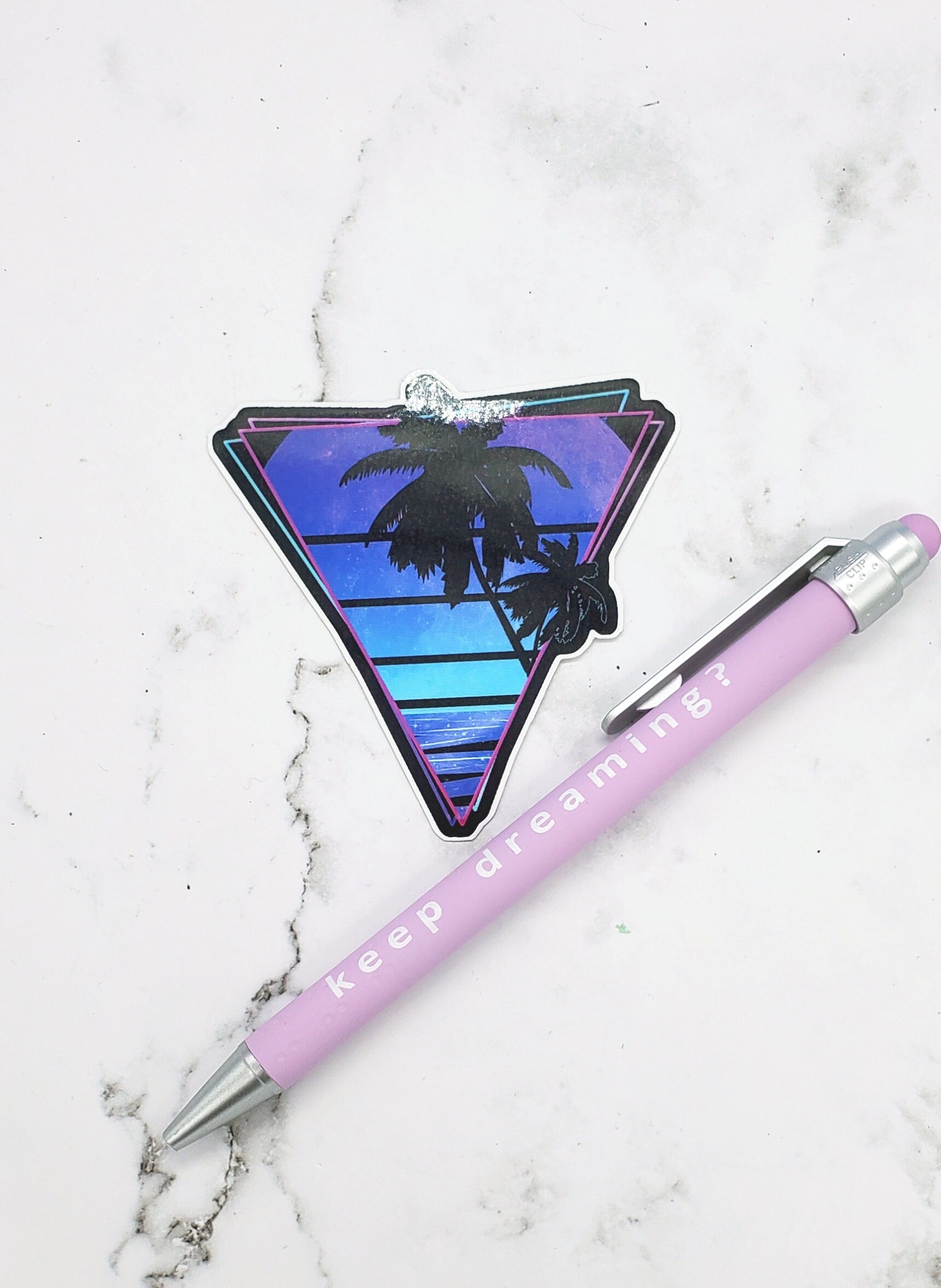 Neon Moonrise Triangle Sticker