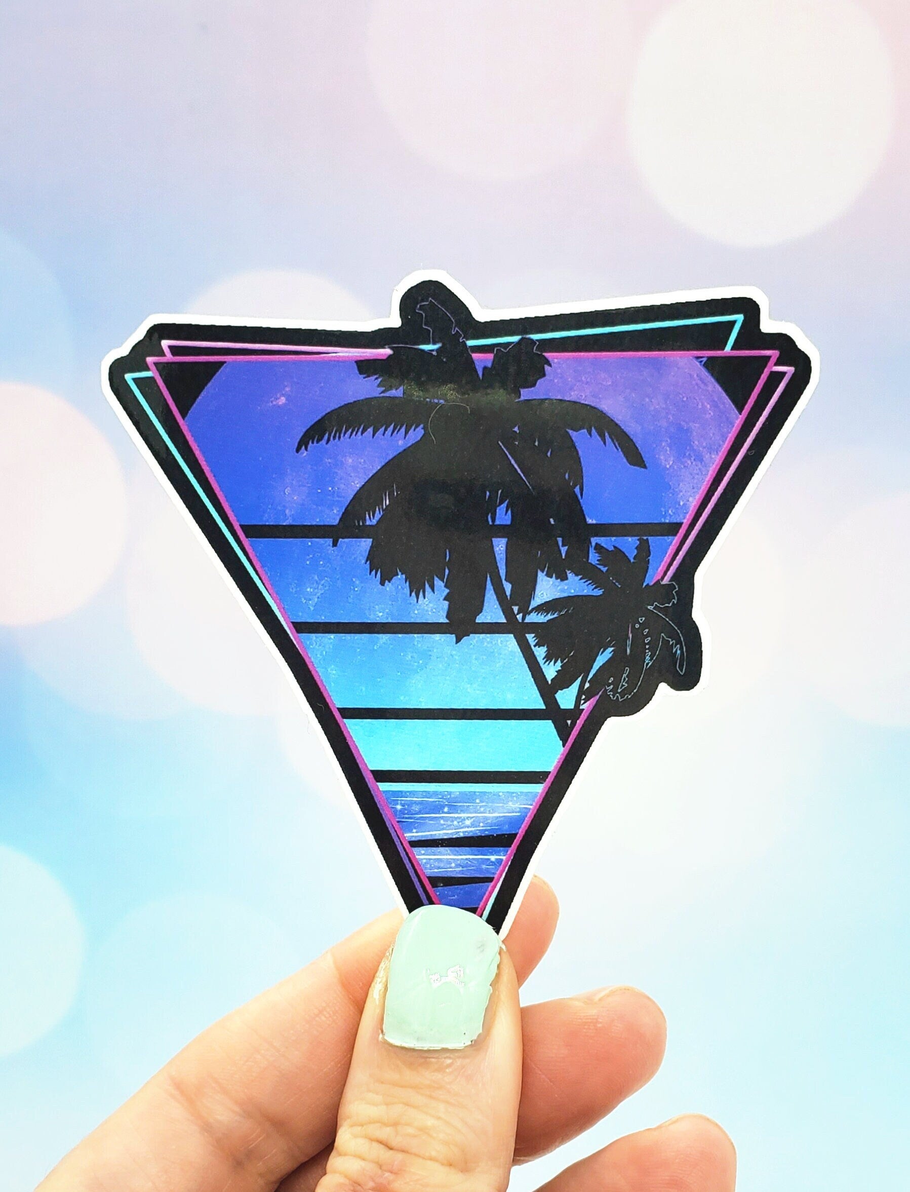 Neon Moonrise Triangle Sticker