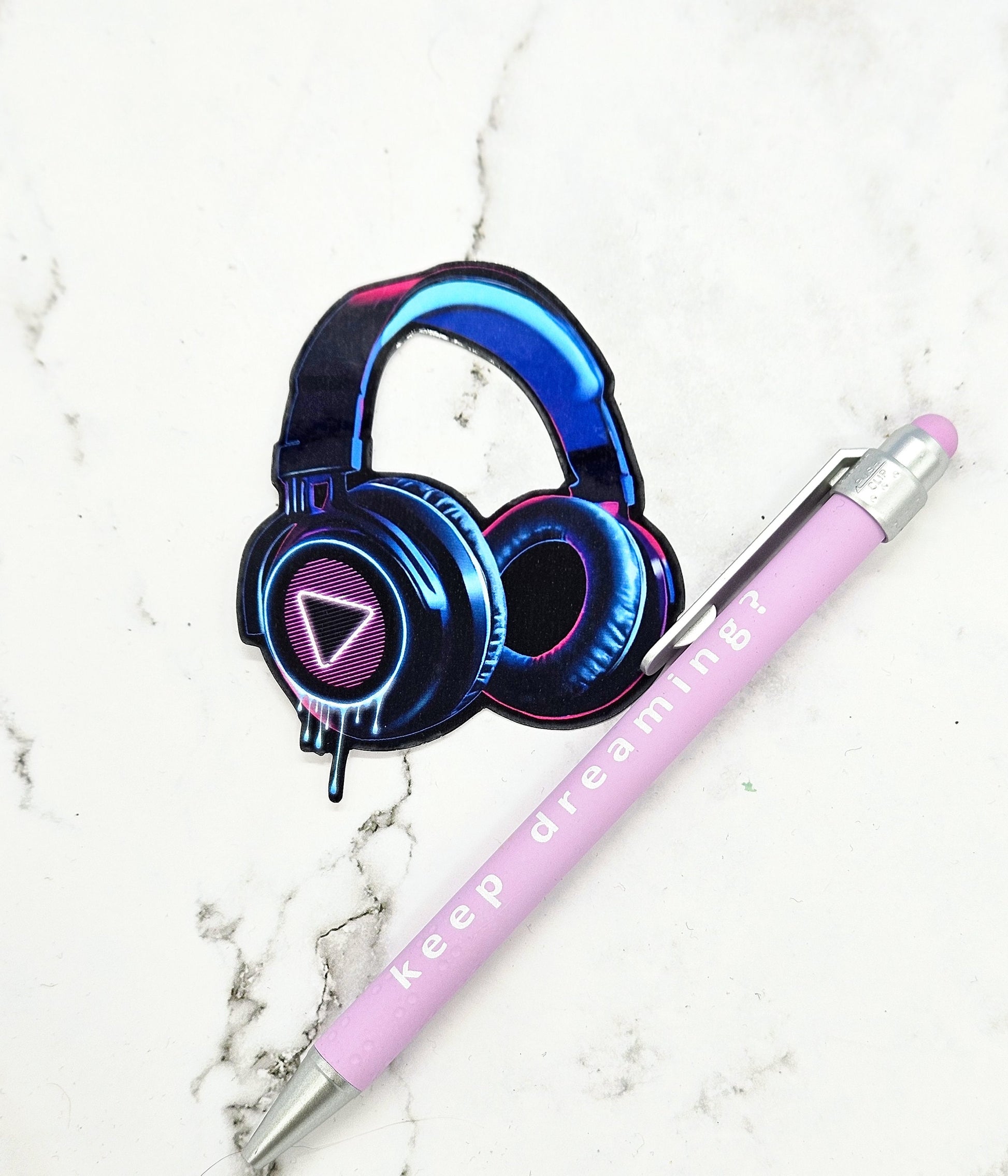 Neon Drip Headphones Sticker - Vaporwave Aesthetic, 80s 90s, Synthwave, Music Waterbottle Laptop Decor