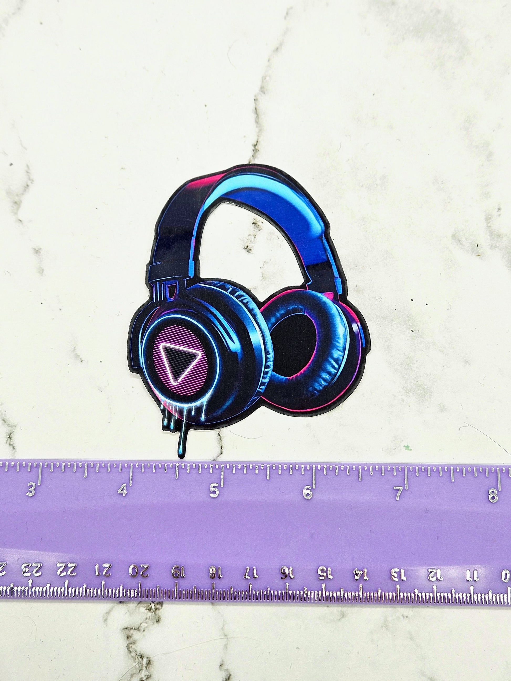 Neon Drip Headphones Sticker - Vaporwave Aesthetic, 80s 90s, Synthwave, Music Waterbottle Laptop Decor