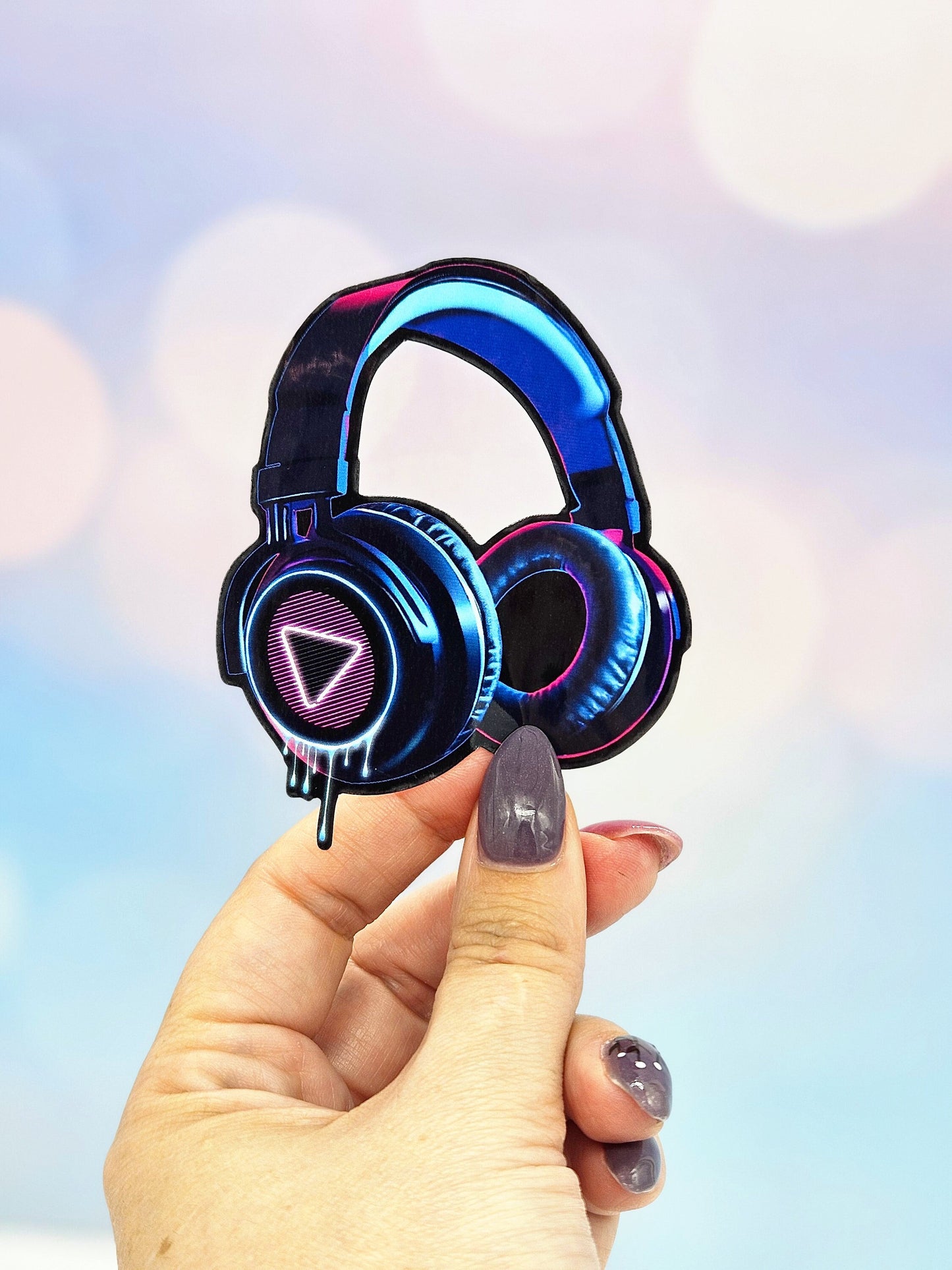 Neon Drip Headphones Sticker - Vaporwave Aesthetic, 80s 90s, Synthwave, Music Waterbottle Laptop Decor