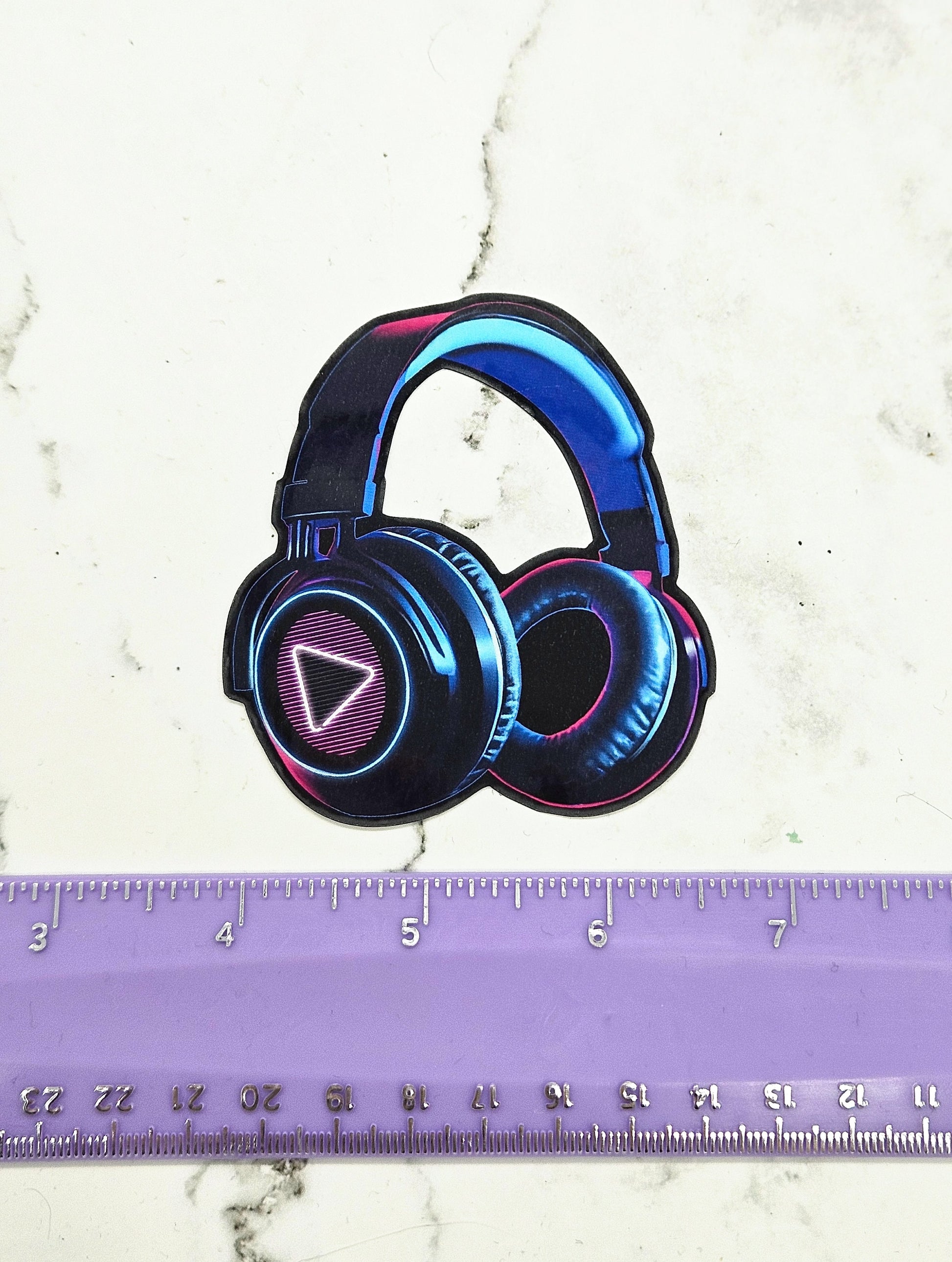 Synthwave Headphones Sticker - Vaporwave Aesthetic, 80s 90s, Neon Retro, Music Waterbottle Laptop Decor