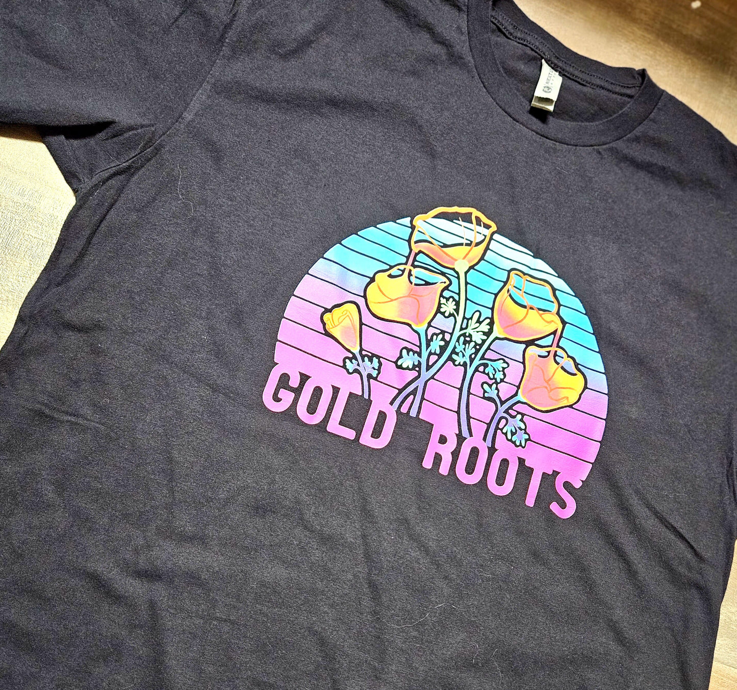Gold Roots T-Shirt - California Poppies, Vaporwave, Vintage, Soft Tee, West Coast