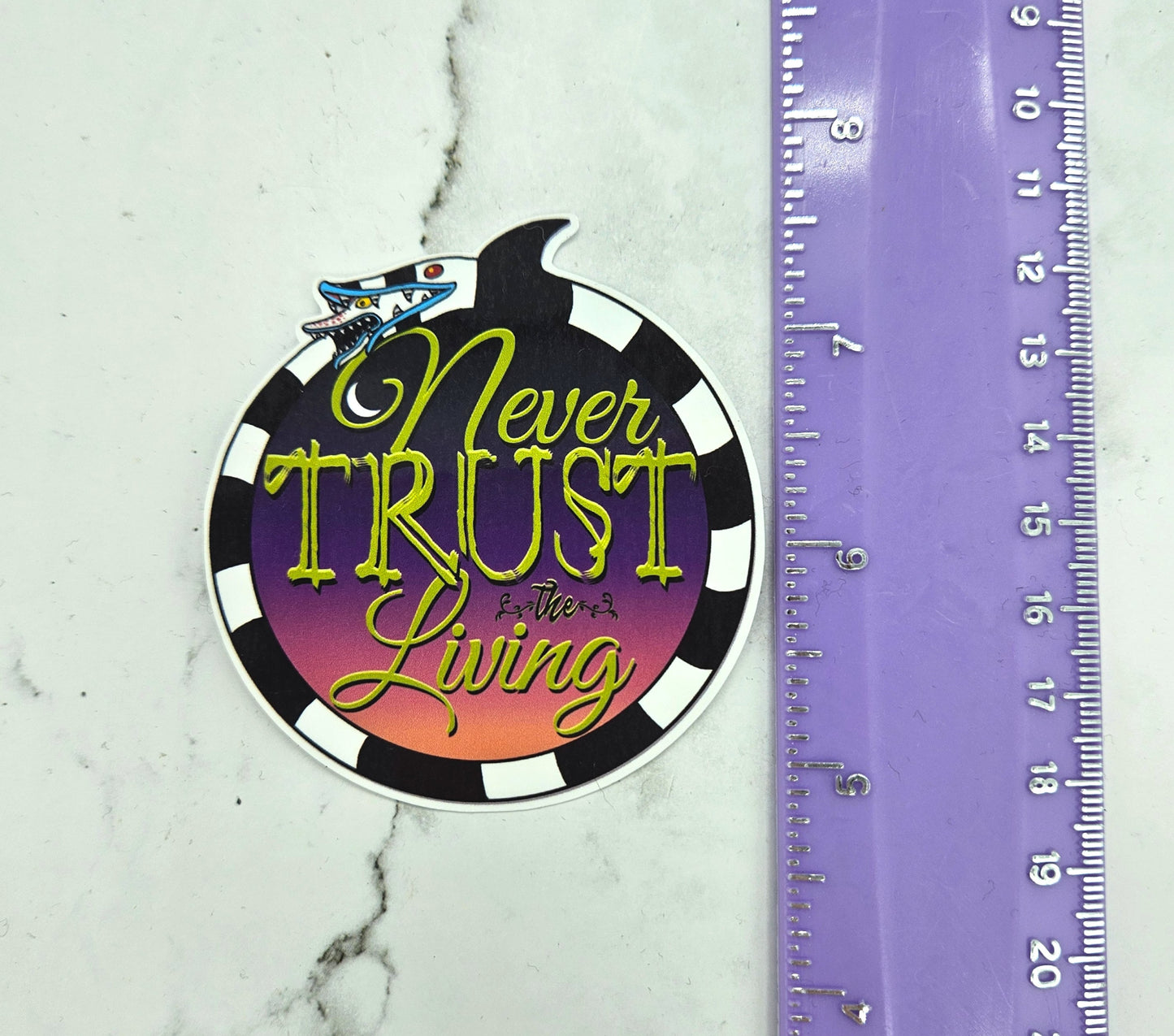 Never Trust the Living Sticker - Creepy Goth Vibes, Sand Worm, Hell Aesthetic