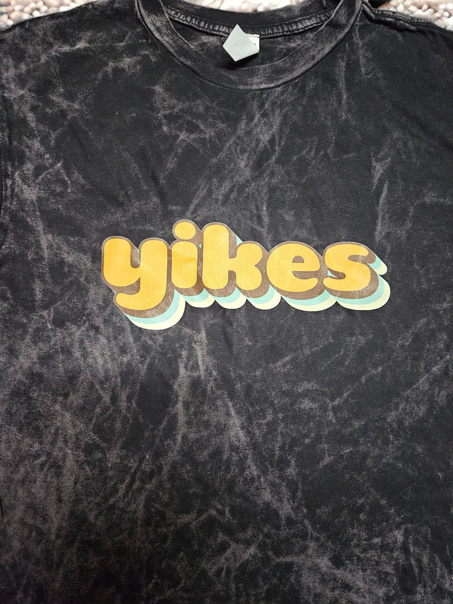1970s Yikes T-Shirt - Cloud Black, Tie Dye, Vintage, Retro, Sarcastic, Unisex